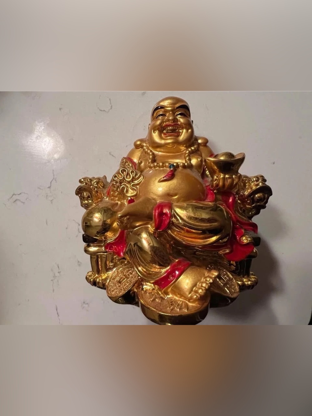 Gold-Tone Laughing Buddha Figurine Pendant - Women Jewelry